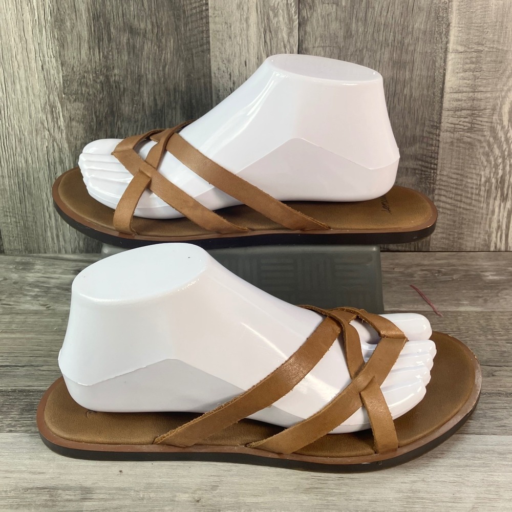 Sanuk Yoga Sling Ella Brown Strappy Toe Loop Flat Sandals Womens 9 1019792